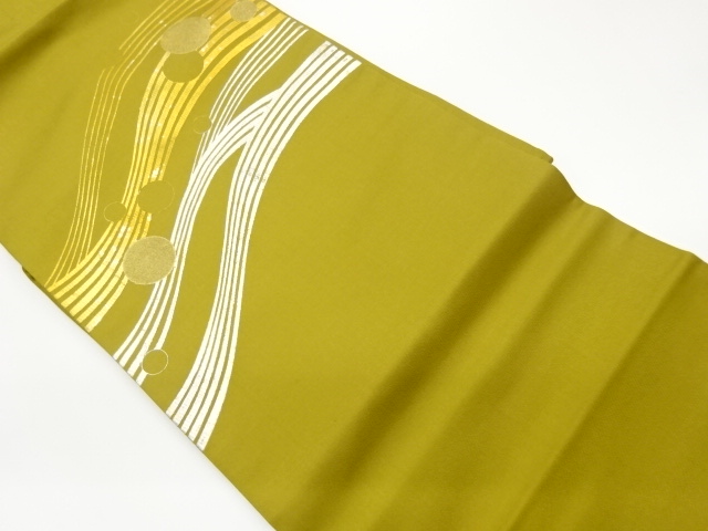 作家物　金銀彩曲線に丸模様名古屋帯